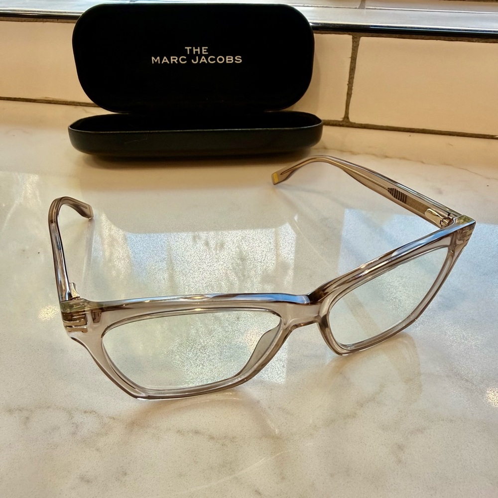 Marc Jacobs Translucent Taupe Cat-Eye Glasses